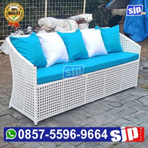 kursi sofa rotan sintetis 180 cm rangka besi dilapisi anti karat
