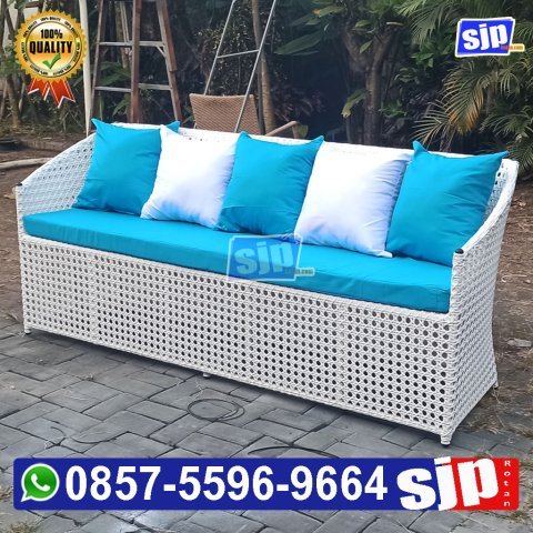 kursi sofa rotan sintetis 180 cm rangka besi dilapisi anti karat